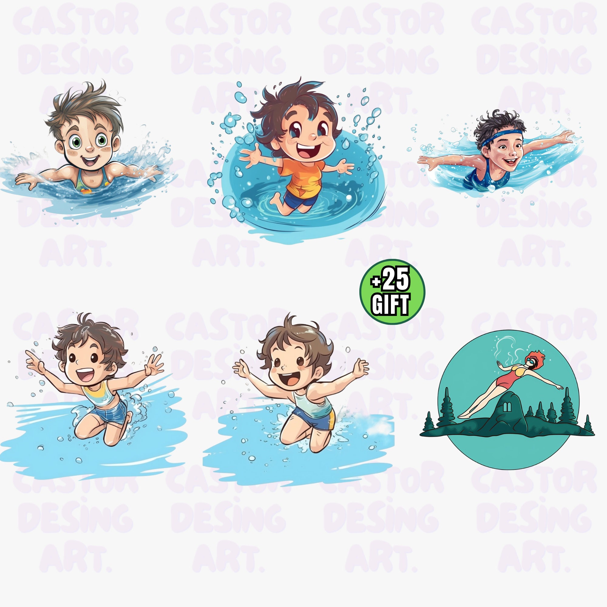 Swimming Girl Clipart Vector Swimmer Cute Little Girl Sport - Etsy