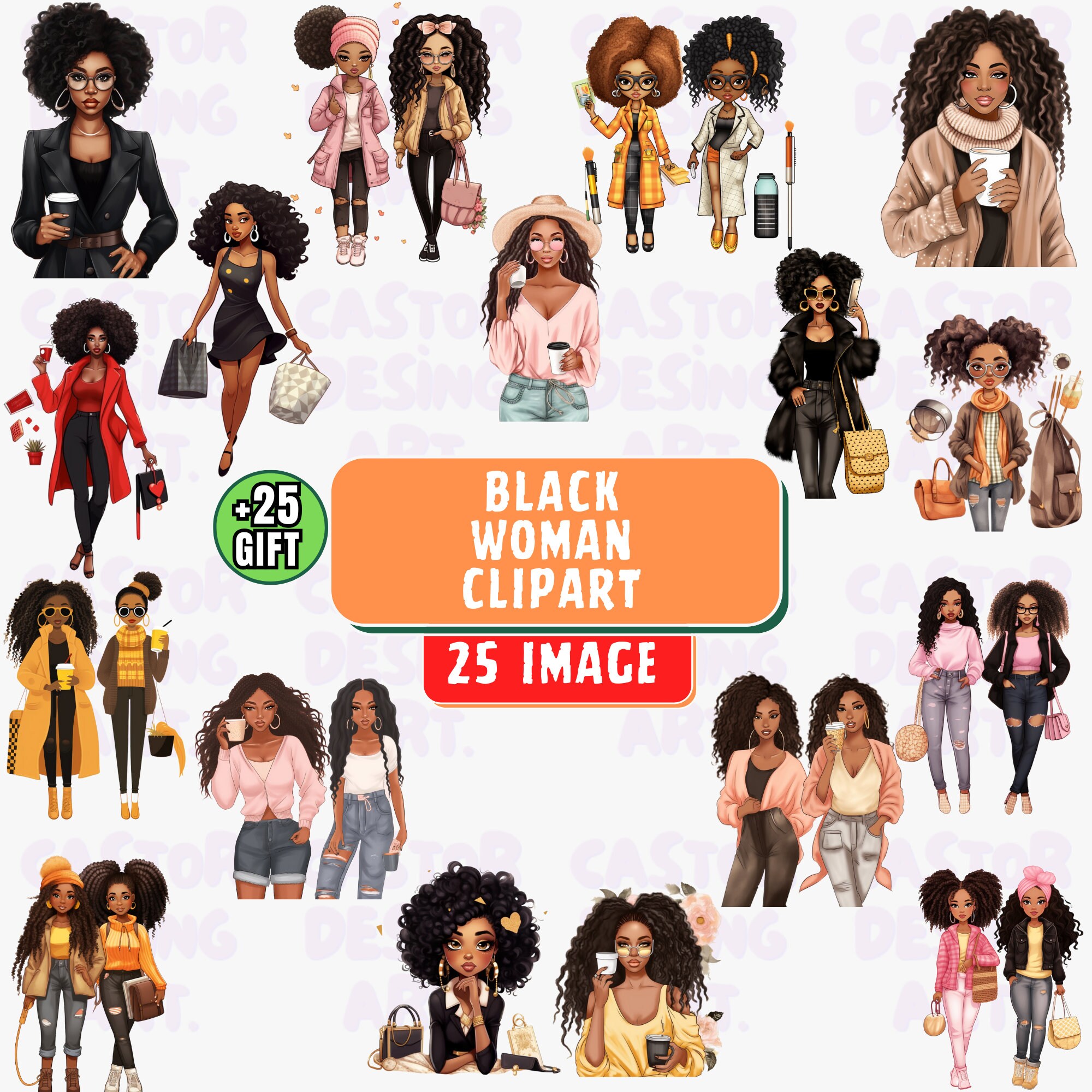 Black Girl Clipart, Black Woman Clipart, Afro Woman Clipart, Black Girl ...