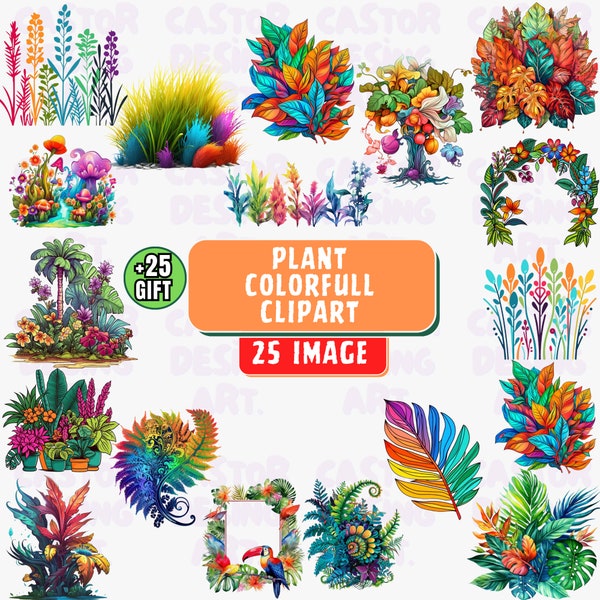 Plants Colorful Clipart Png, Houseplants in pot Watercolor Clipart, Beautiful houseplants png, Plants clipart PNG, plants clipart set