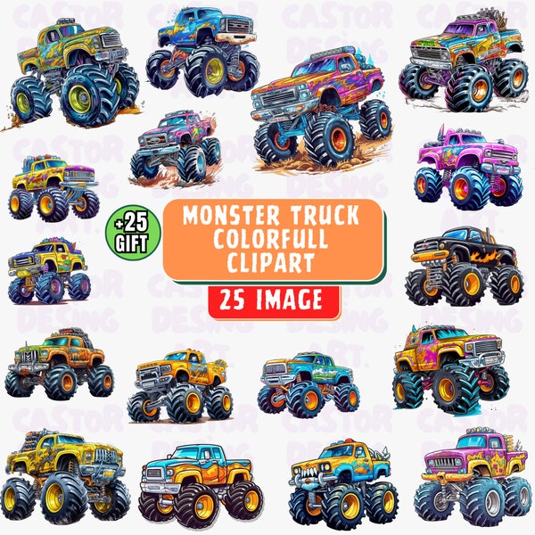 Monster Truck PNG, Watercolor Monster Truck Clipart,  Monstertruck PNG, Racing Clipart, Offroad Clipart, Big Truck, Monster Trucks Png