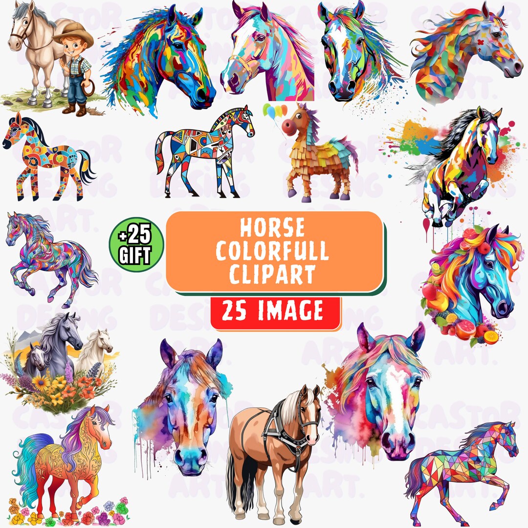 Rainbow Watercolor Horse Clipart Horses, Print Rainbow Horse PNG
