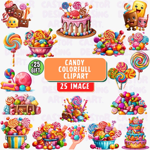 Rainbow Sweets Watercolor Clipart, Fantasy Candies, Pastel Birthday Clipart, Pastel Macarons, Doughnuts, Cupcakes, Lollipops, Milkshakes