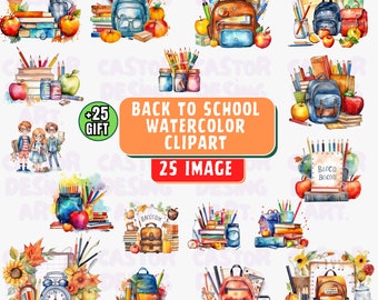 School Clipart Set, School Supplies Clipart Set, PNG Files, Crayons ...