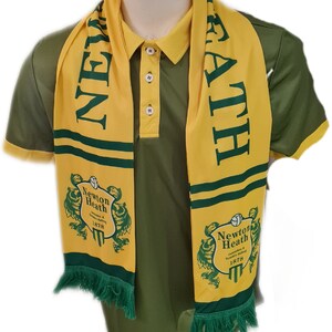 Bufanda verde y dorada del Newton Heath FC, bufanda retro vintage de aficionado del Manchester, colección de fútbol, idea de regalo