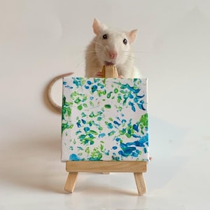 Custom Miniature Rat Painting 3”x3” With Easel