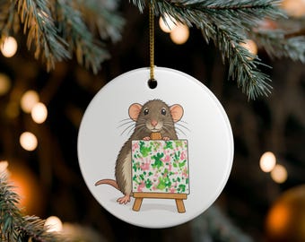 Rat Painting Christmas Ornament - LittleCrittersMN