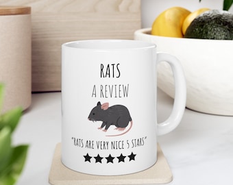 Personalized Rat Lover Mug - Custom Name Ceramic Cup With Sleepy Rat In Coat Design, Unique Gift