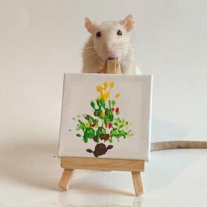 Christmas Tree Rat Painting Pet Rat Painting Pet Rat Paintings Rat Pawprint Art Rat Paw Painting Rat Art Pet Rat Gift Amazing