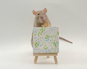 Custom Miniature Rat Painting 3”x3” With Easel