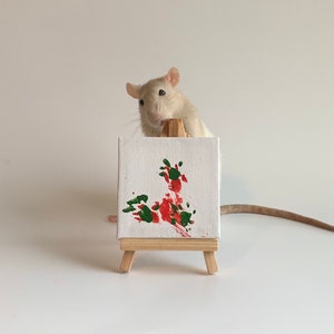 Christmas Rat Painting 3”x3”