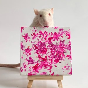 Custom Rat Painting 4”x4” With Easel