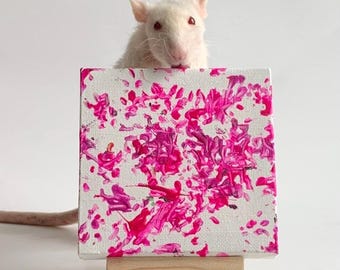 Dipinto personalizzato di ratto 4"x4" con cavalletto