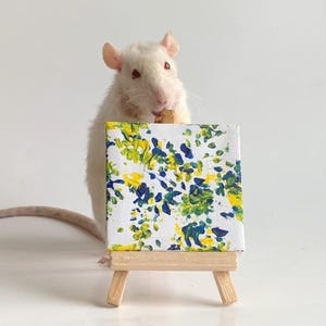 Custom Miniature Rat Painting 3”x3” With Easel
