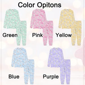 Pijama de Pascua personalizado con nombre, pijama familiar a juego, pijama de conejito, conjuntos de Pascua para niños y adultos. imagen 3