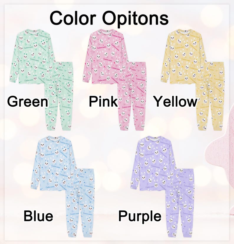 Pijama de Pascua personalizado con nombre, pijama familiar a juego, pijama de conejito, conjuntos de Pascua para niños y adultos. imagen 3