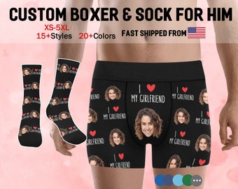 Custom Boxer Briefs for Men, Personalized Face Underwear, Birthday Gift for Boyfriend, Father's Day Christmas Gift for Him