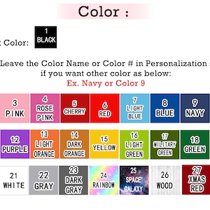 K&ouml;nnte beinhalten: Eine Tabelle mit 28 verschiedenen Farboptionen f&uuml;r ein Produkt. Die Farben sind mit Nummern und Namen gekennzeichnet, wie z. B. "Hellrosa", "Marineblau" und "Regenbogen".