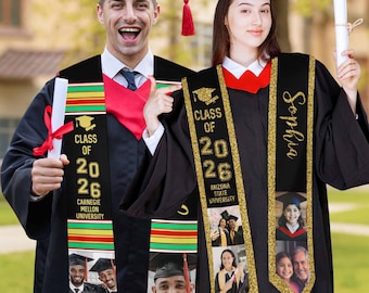 Personalized Graduation Stole with Photos, Graduation Sash Custom Name Photo Graduation Stole Class of 2026, Graduate Gift for Her Him