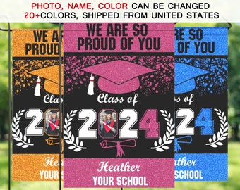 Personalized Graduation Garden Flag 2024 - Custom Graduate Yard Sign 2024 - Outdoor Graduation Decoration for High School College Yard Flag