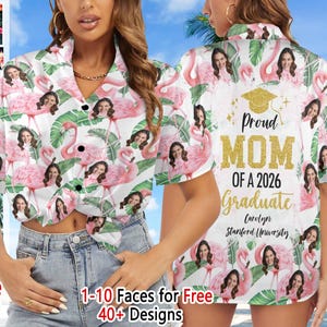 Personalized Graduation Hawaiian Shirt, Proud Mom of a 2026 Graduate Shirt, Custom Family Matching Hawaiian Shirt Graduation Party Gift