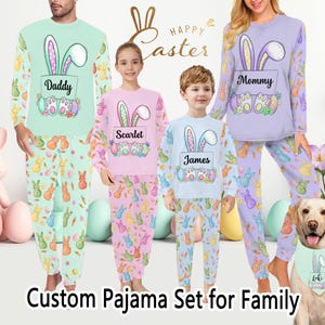 Personalized Easter Bunny Pajamas Set - Custom Name Matching Family Pjs for Boys, Girls, Men & Women, 2026 Spring Sleepwear bild 2