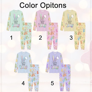 Personalized Easter Bunny Pajamas Set - Custom Name Matching Family Pjs for Boys, Girls, Men & Women, 2026 Spring Sleepwear bild 3