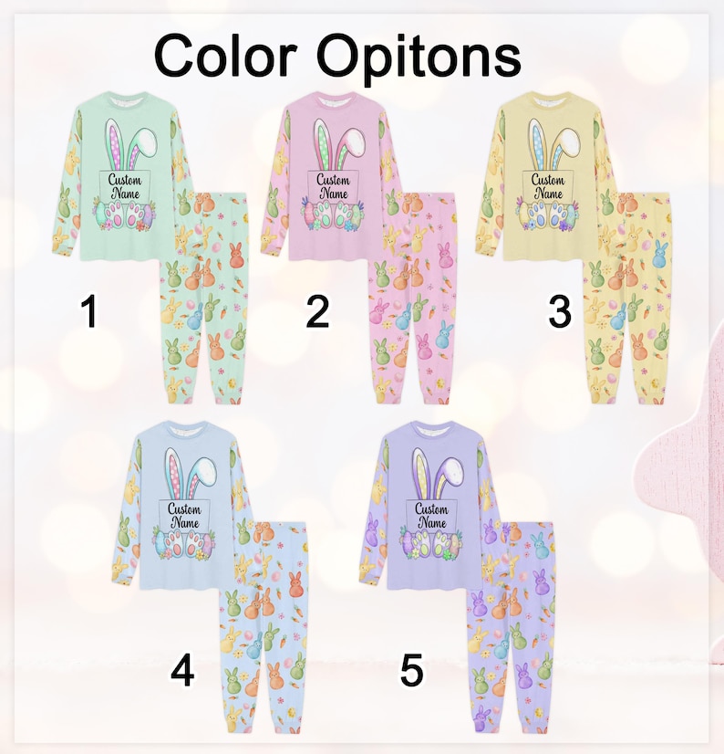 Personalized Easter Bunny Pajamas Set - Custom Name Matching Family Pjs for Boys, Girls, Men & Women, 2026 Spring Sleepwear bild 3