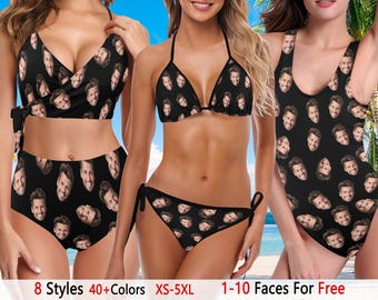 Custom Face Swimsuit, Personalized Women Bikini Set, Custom One/Two-piece Swimwear, Face on Bathing Suit Valentines Day Bachelor Party Gift