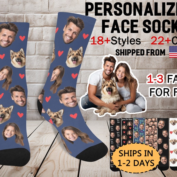 Photo Sock Personalized Father's Day Gifts for Him, Custom Face Sock, Personalized Face Socks, Custom Socks, Birthday Gift Christmas for Men