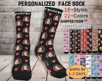 Personalized Socks with Face, Custom Face Socks, Face Socks with Text, Custom Photo Socks, Christmas Gift Birthday Gifts for Him Her