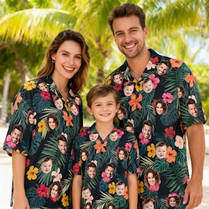 Custom Hawaiian Shirt with Face, Personalized Hawaiian Shirt for Men Women Kid Dog, Tropical Flower Hawaiian Shirt,Father's Day Gift for Dad