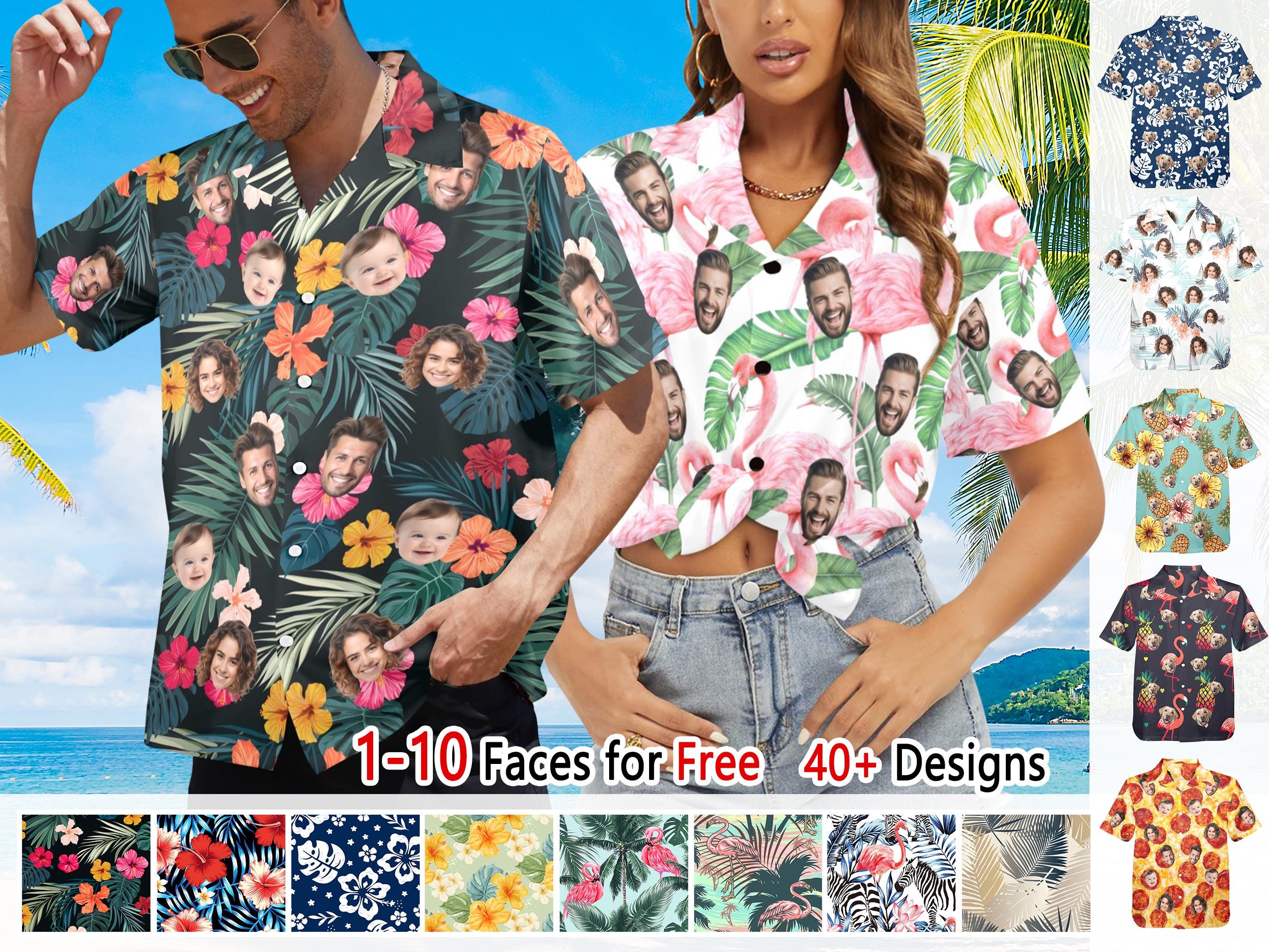 Custom Hawaiian Shirt with Face, Personalized Hawaiian Shirt for Men, Tropical Flower Hawaiian Shirt, Father's Day Gift Bachelor Party Gift