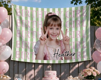Custom Birthday Banner, Personalized Photo Backdrop Tapestry, Custom Birthday Party Decor
