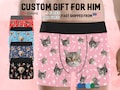 Custom Cat Face Boxer Briefs for Men, Cat Face Boxer, Underwear with Pet Face, Valentines Day Gift for Husband/Boyfriend/Dad