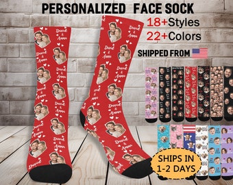 Customized Face Socks, Faces On socks, Custom Sock with Name, Anniversary Gift for Her, Personalized Christmas Gift for Couples Her Him