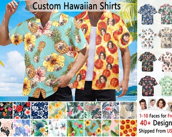 Personalized Photo Hawaiian Shirt for Men, Custom Hawaiian Shirt with Face, Customized Bachelor Party Gift Father's Day Gift for Dad Husband