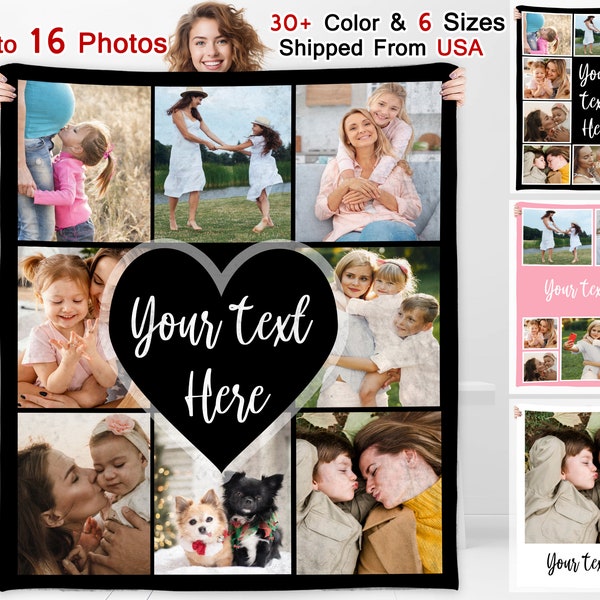 Personalized Photo Blankets for Adult Kid, Custom Blanket with Photo & Text, Birthday Gift for Dad Mom Bestie Blanket, Personalized Throws