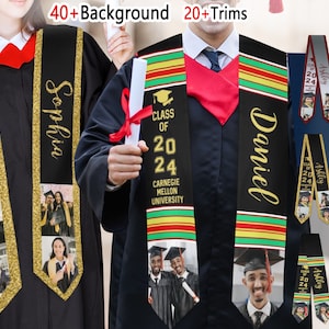 Personalized Graduation Stole with Photos, Graduation Sash Custom Name Photo Graduation Stole Class of 2024, Graduate Gift for Her Him