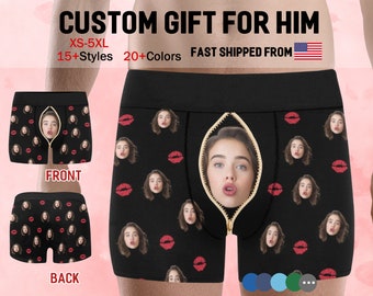 Personalized Boxers for Men, Custom Face Boxers, Custom Boxer Brief, Valentines Day Gifts for Husband Boyfriend Dad, Christmas Birthday Gift