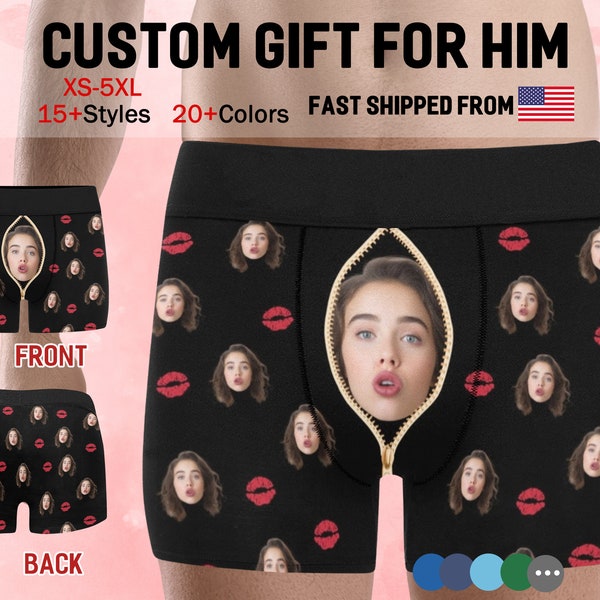 Personalized Boxers for Men, Custom Face Boxers, Custom Boxer Brief, Valentines Day Gifts for Husband Boyfriend Dad, Christmas Birthday Gift