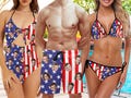 Personalized 4th of July American Flag Swimsuit, Custom Face Swimwear, Customized Independence Day Swim Trunks, Summer Holiday Bathing Suits