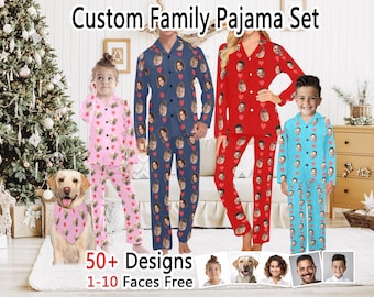 Custom Face Pajamas Set, Personalized Photo Long Sleeve Pajamas, Custom Pajama Sets, Family Pajamas with Picture, Family Valentine Pajamas