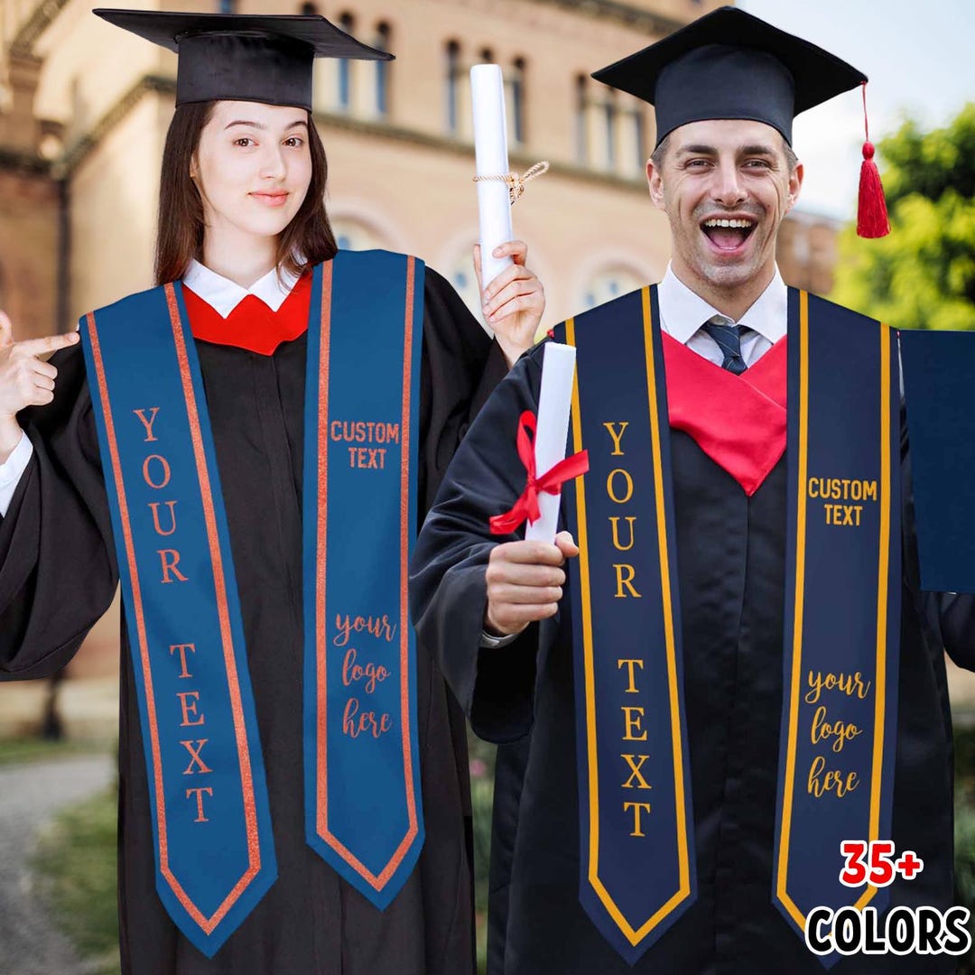 Personalized Logo Graduation Stole Custom Text Graduation Sash class personalized-logo-graduation-stole-custom-text-graduation-sash-class