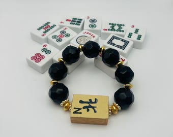 Black glass  bead Mahjong Bracelet