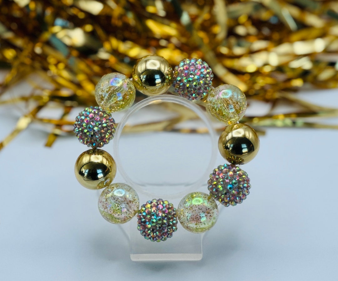Gold Bead Bracelet Gold Bubblegum Bead Bracelet Etsy
