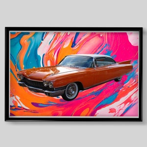 Cadillac Car Print, Cadillac Poster, 1960s Cadillac Prints, Classic Car Poster, Garage Wall Art, Classic American Car Prints, Gifts