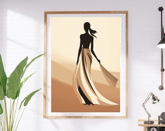 Lady Print, Art deco Lady, Feminine Print, Wall Art, Contemporary, Modern Art Print, Boho Art,  Modern Art