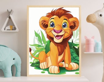 The Lion King Print, Children's Room Lion Print,  Animal Prints,  Nursery wall art, Childs Wall Art, kids room Poster, Children's Prints