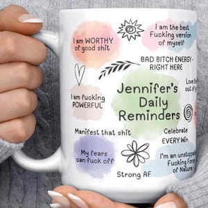 Personalized 15 oz Badass Bitch Self Love Mug Gift Idea for Her Daily Reminder Cup Mental Health Feminist Affirmations Bad Bitch Energy