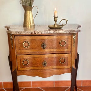 Antique Small French Chest of Draws in the Louise XV style / Antique French furniture / French Louis XV Style Petite Commode | Marble top